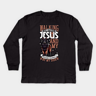 Jesus and dog - Belgian Sheepdog Kids Long Sleeve T-Shirt